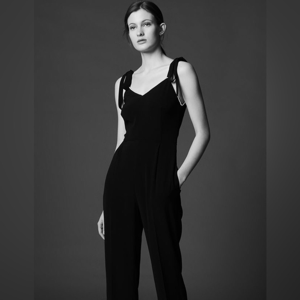 SANDRO ELLANDE JUMPSUIT WITH BEADED V NECK - Picture 4 of 13